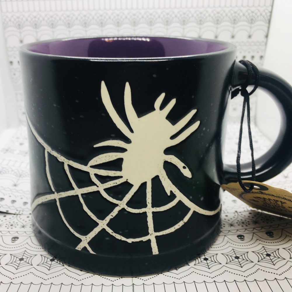 Halloween Spider In Web Black Mug Farmhouse